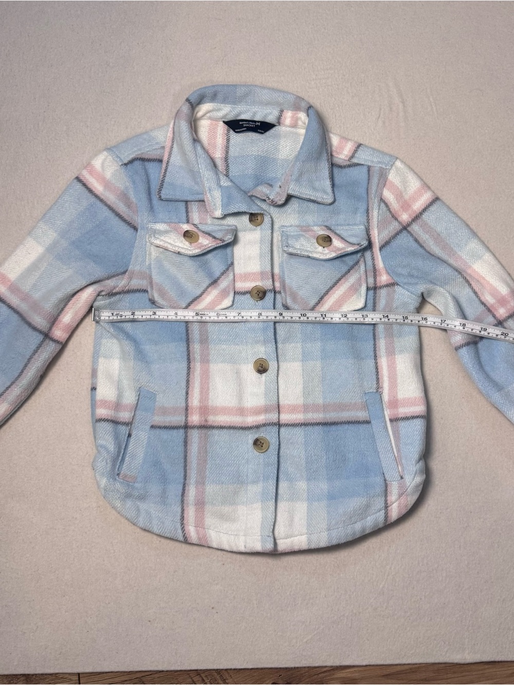 Girls' Pastel Plaid Shacket Jacket - Blue & Pink, Flannel, Cabincore, Gorpcore